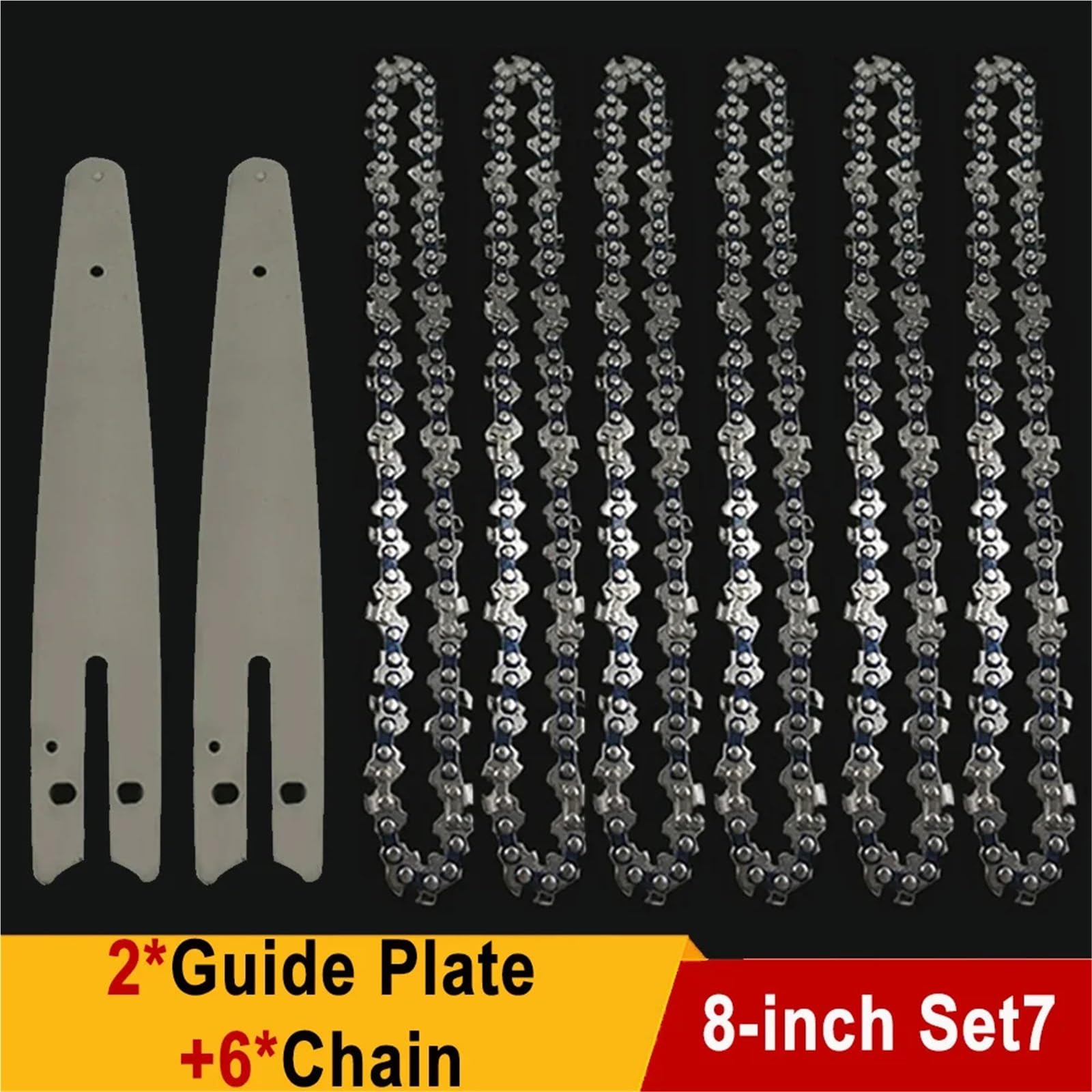 Genérico Sierra eléctrica LP de 8 Pulgadas, 1/4 ", 45 Nudos, 22 Cuchillos, Cadenas de Motosierra, Hoja de Sierra de Registro, Cadena de poda, Accesorios de Cadena for Corte de Madera(8-Inch Set7)