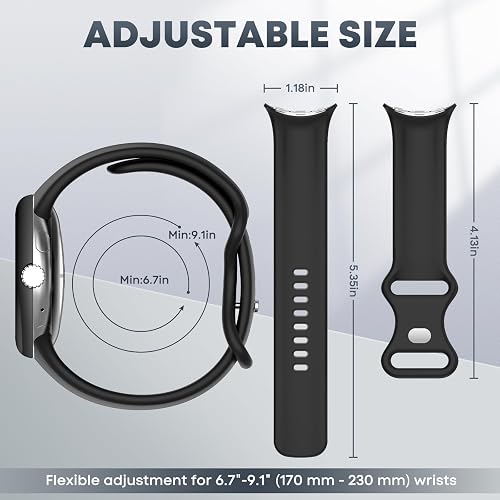 SenMore 6 Pieces Strap Compatible with Google Pixel Watch 3 45mm/Watch 4 45mm, Adjustable Sports Strap Soft Silicone Replacement for Smartwatch. - 5