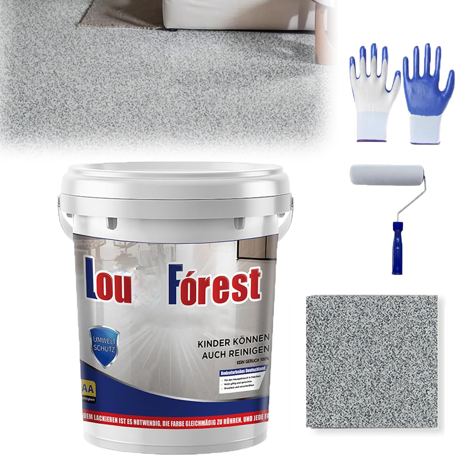 Epoxy Colored Sand Floor Paint,Louisn Forest Epoxys Floors Paints,Epoxyes Floores Paintes for Concrete,High Gloss Marble Effect Epoxy Floor Coating (Medium Gray-1000g)