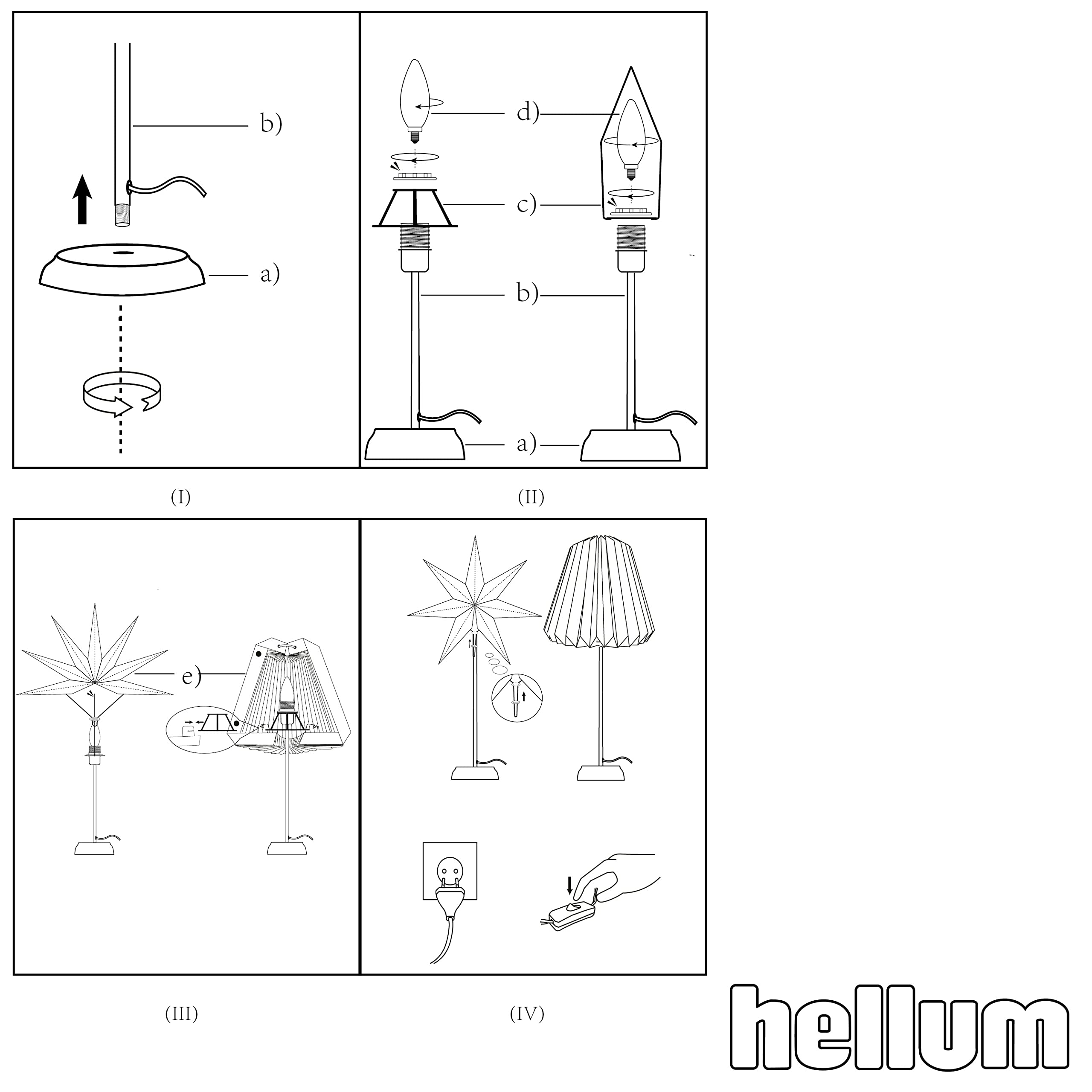 hellum Tischlampe mit Wechselschirm Weihnachten Papierstern order Design Papier-Lampenschirm, Weiß Faltbar Papierschirm mit Fuß aus Metall, Deko Leuchtemit LED-Glühbirne mit Schalter, 578430