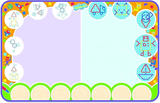 AquaDoodle Shape & Create Large Water Doodle Mat, Official TOMY No Mess Colouring & Drawing Water Play Mat, Suitable for Toddlers and Children From 18 Months+