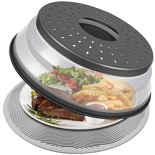 LekDrok 10-Inch Microwave Food Cover & Collapsible Silicone Mat