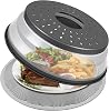 Cubierta para Microondas LekDrok de 10 Pulgadas y Tapete de Silicona Plegable, Protector contra Salpicaduras, Plato y Colador para Preparación de Comidas, Carbón 1