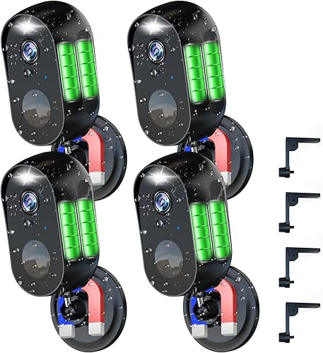 Cámaras inalámbricas de batería para exteriores. Cámaras de seguridad para interiores y exteriores, con versión nocturna, detección de movimiento,