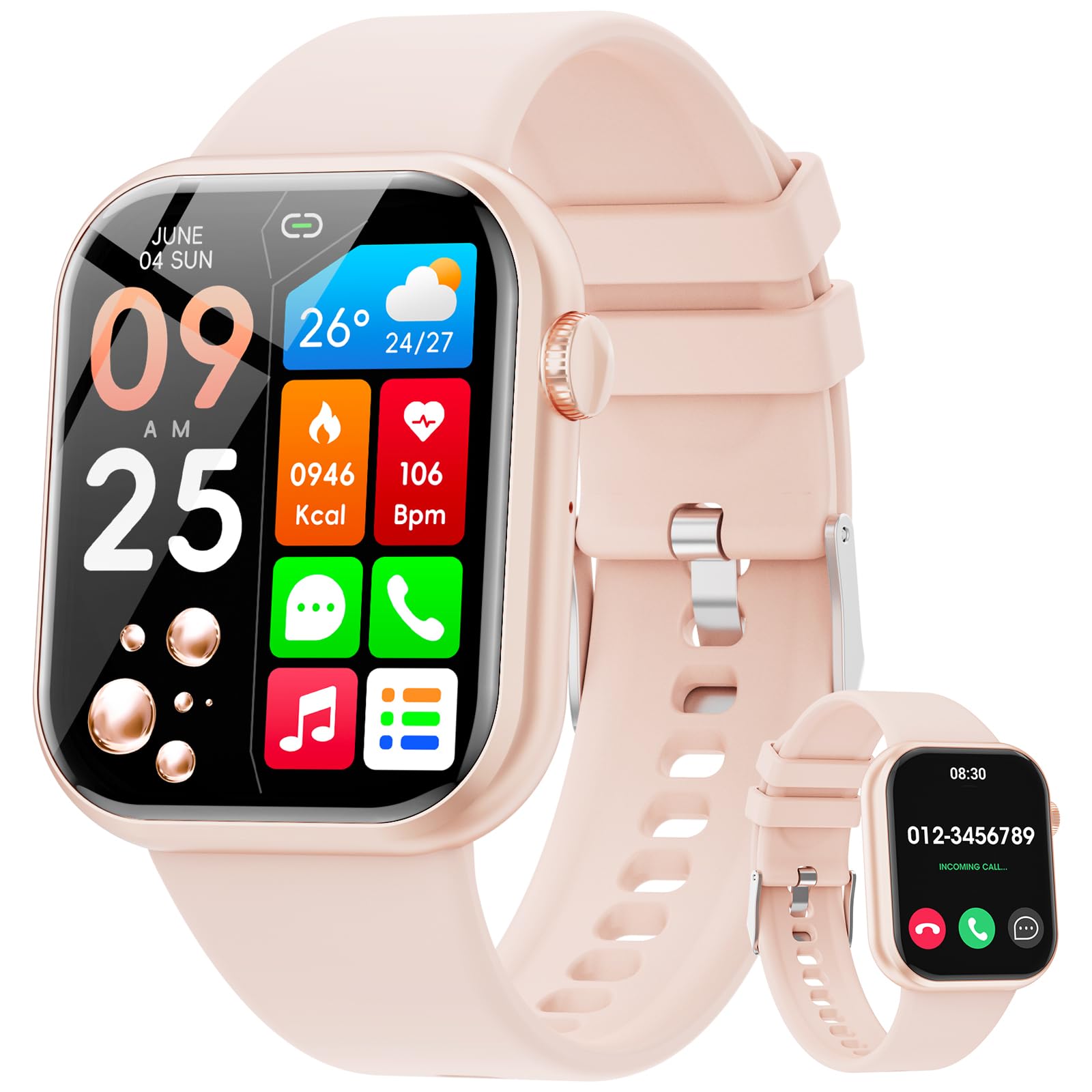 Hwagol Smart Watch Women Men, 1.85" HD Smartwatch Woman with Bluetooth Call, Smartwatch with 140+ Sports Modes/Heart Rate Monitor/SpO2/Sleep, Smart Watches for Android iPhone