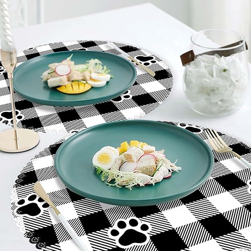 Miniatura 2 de Juego de 4 manteles individuales redondos de poliéster, lavables, resistentes al calor, para decoración de mesa de cocina, comedor, juego de 4,