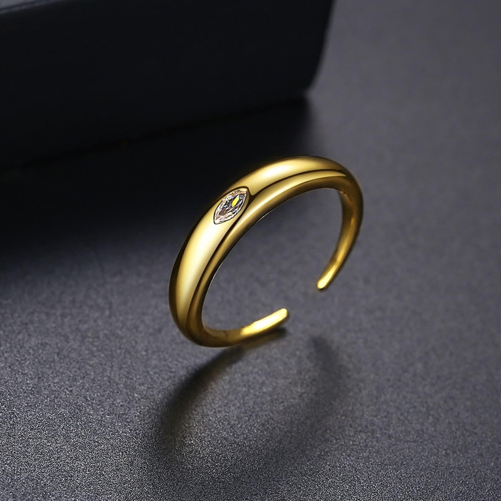 14 Karat Gelbgold Ring Women Labordiamant Weiß, Trauringe Polierte Bänder mit Marquise-Form Labordiamant