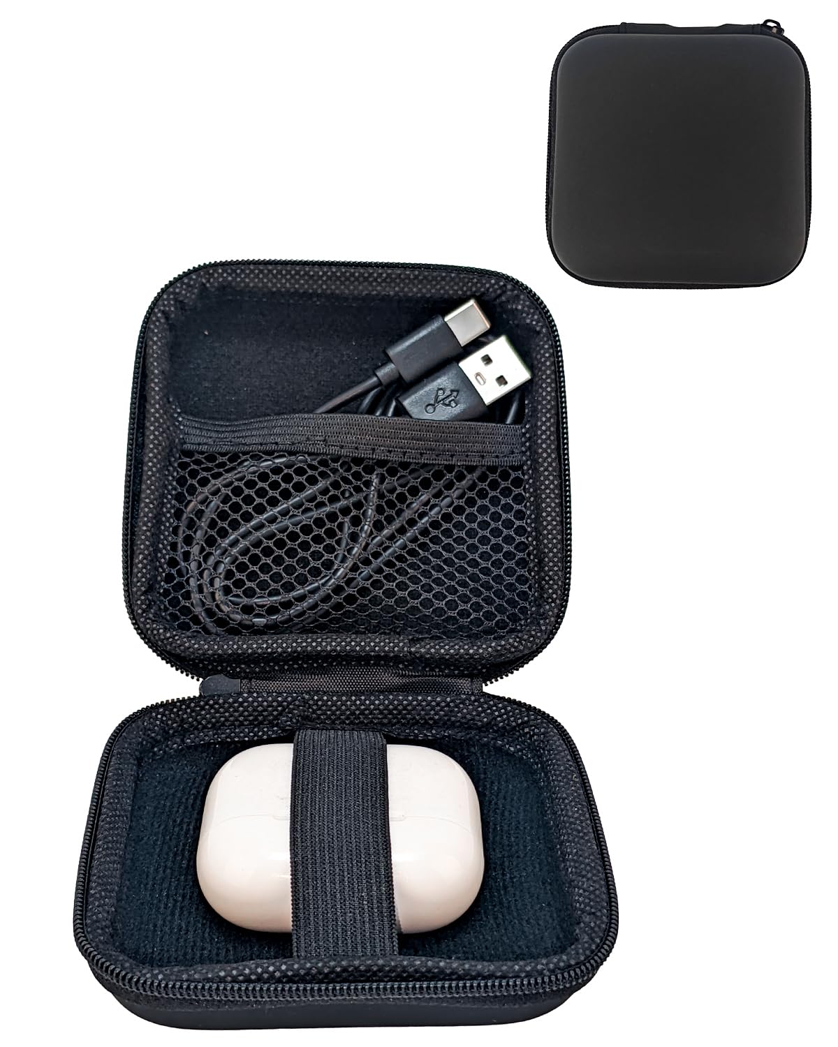 Small Waterproof Tech Organizer Pouch (3.86x3.86x1.5in) - Compact Travel Storage Bag for Chargers, Cables & Gadgets, Internal Space 3.31x3.31x1.18in (Black)