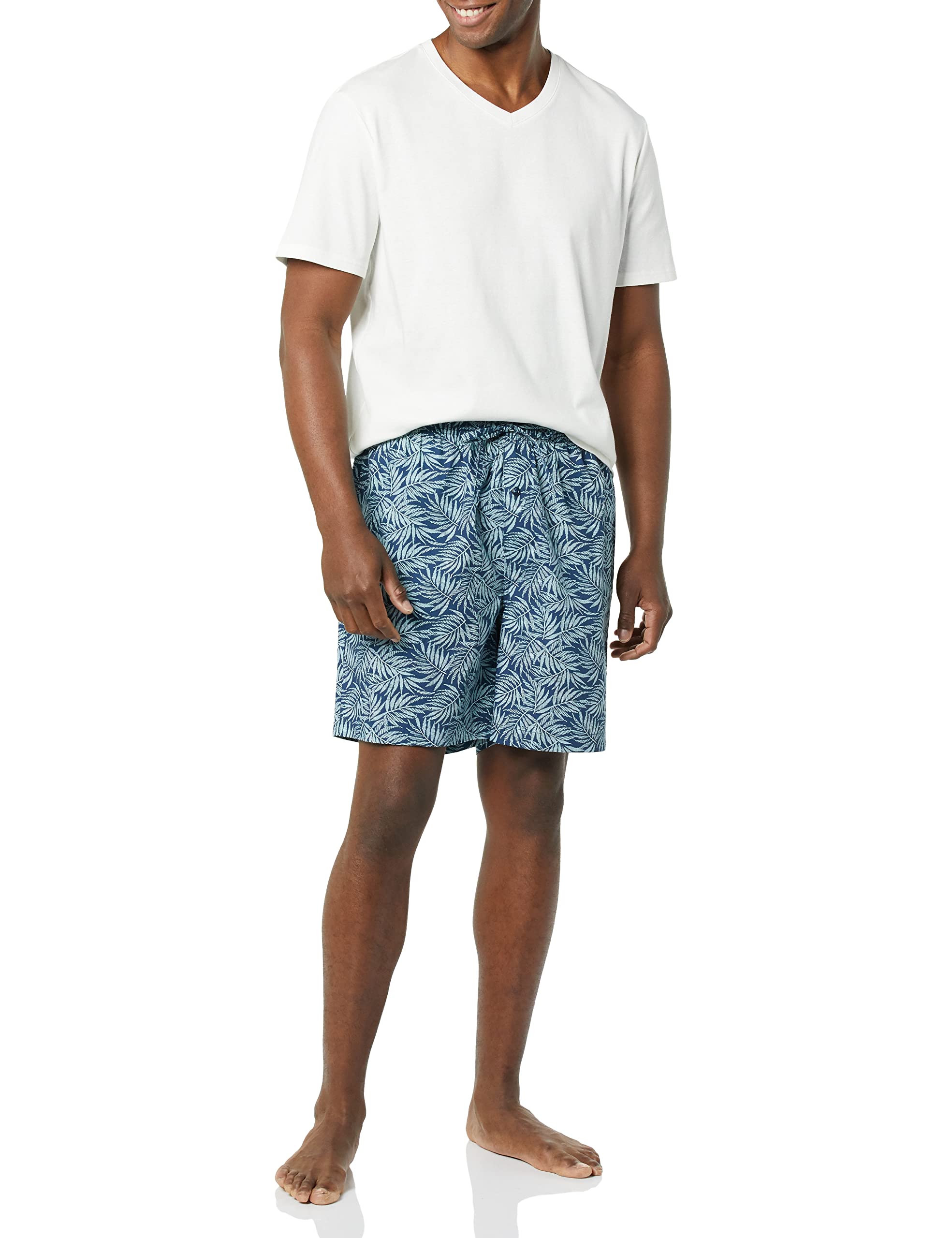 Amazon Essentials Men's AEM20152SS22 Pyjama Sets, White, Palm Leaf, XL (Manufacturer Size:XL)