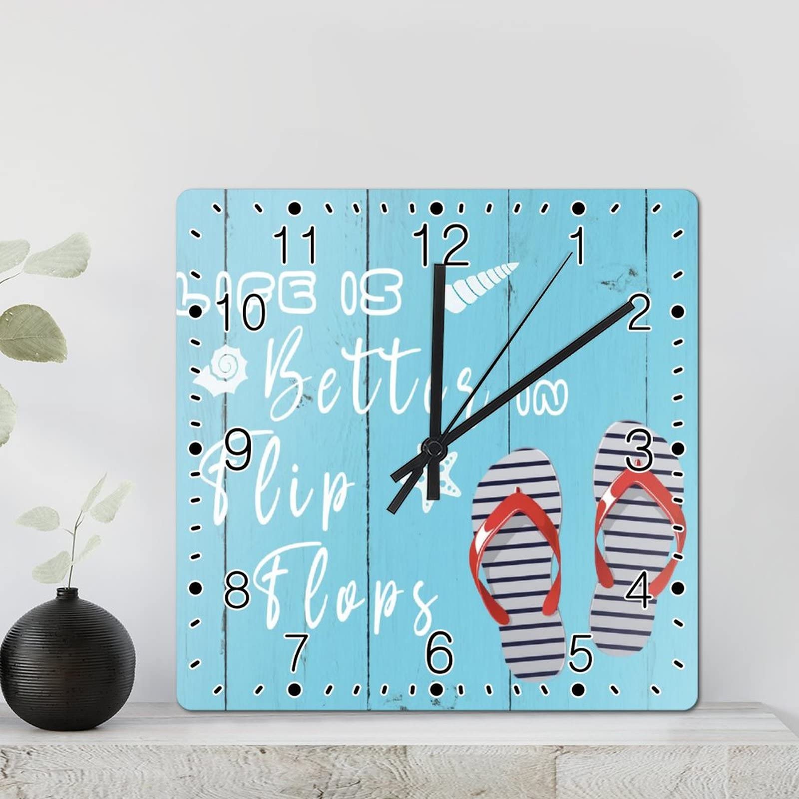 Horloge murale colorée en forme de chaussons 30,5 cm pour salon et chambre