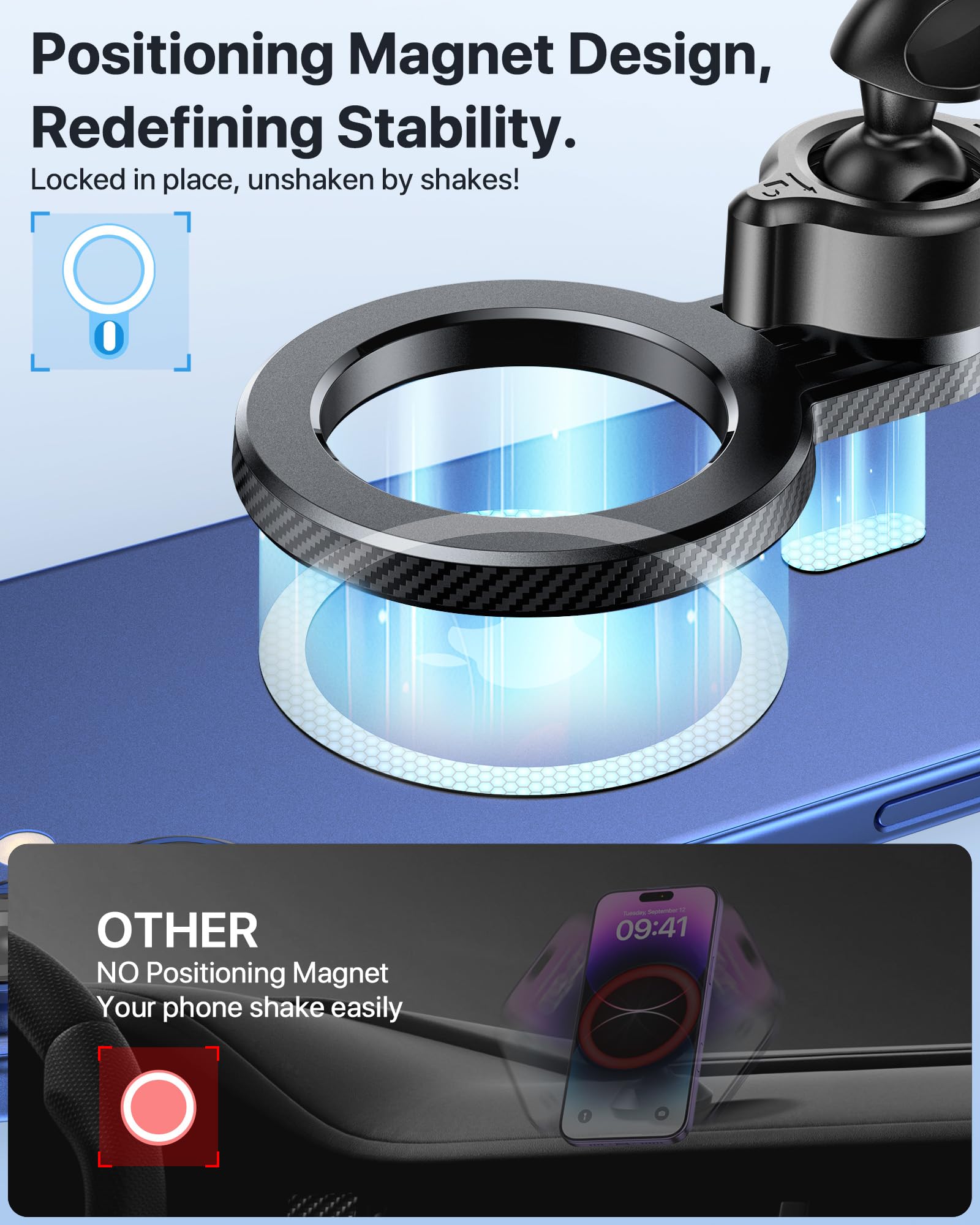 Miracase for MagSafe Car Mount【Won’t Block Vent & 20 Strongest Magnets】 Magnetic Phone Holder for Car Phone Holder Mount Dash for Car Accessories for Women Men for iPhone 17 Pro Max Air 16 15 14 13 12 — view 4