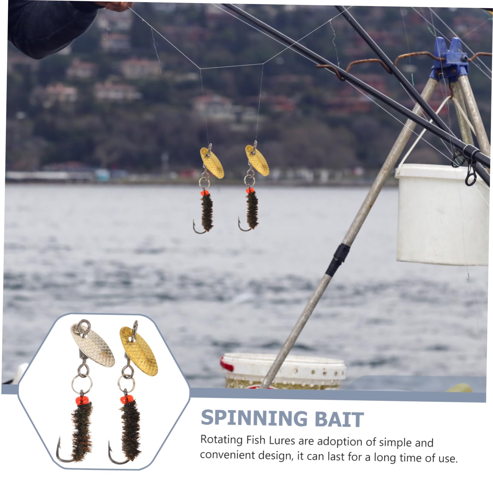 Toddmomy Juego De Gancho con Mosca De Lentejuelas Plomada Manos para Herramienta De Pesca Brillante Señuelo Herramienta De Pesca Giratoria Acero Inoxidable