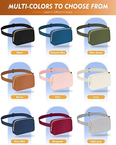 Miniatura 6 de FIORETTO Riñoneras para mujeres y hombres, a la moda, mini bolso cruzado con correa ajustable, bolsa pequeña para la cintura para correr,