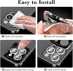 Glitter Camera Lens Protector Compatible for iPhone 12 Pro Max, Kucheed Bling Tempered Glass Camera Cover Film Sticker, Automatic Alignment Individual Metal Rings, Phone Lens Screen Protector