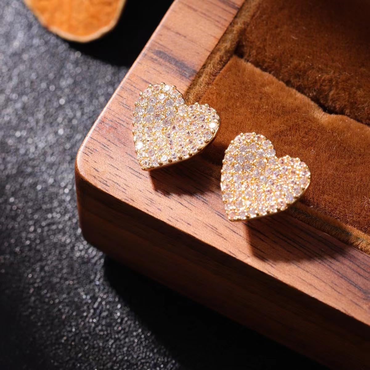 18K Gold Plated Heart Stud Earrings – Sparkling Cubic Zirconia Crystal Earrings for Women, Romantic Valentine’s Jewelry - Image 3