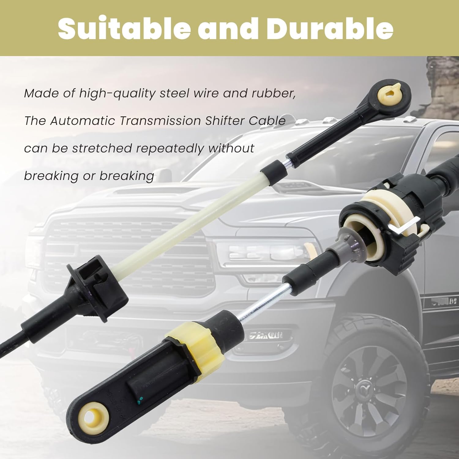 Automatic Transmission Shifter Cable with Bushing Repair Kit Fit For Ram 2500 2012-2018 Ram 3500 2011-2023 Ram 4500 5500 2011-2015 Replace 68039341AE 68039341AB 68039341AC 68261253AC 68039341AD