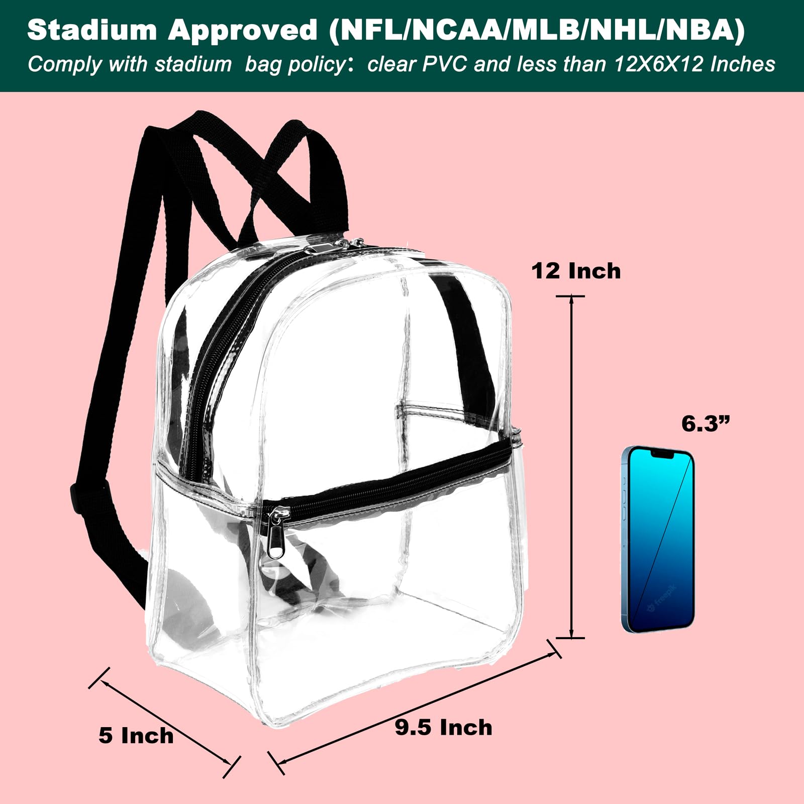 Keepcross Small Clear Backpack Stadium Approved
