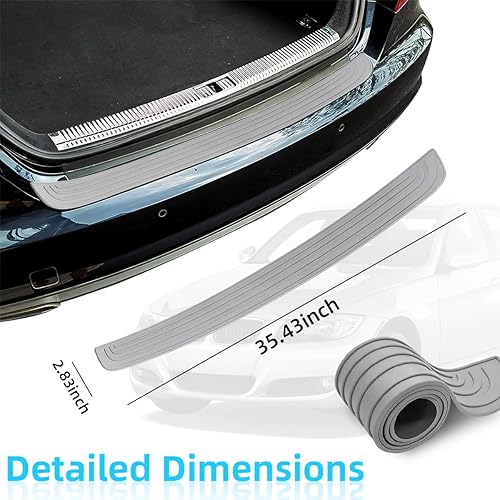 Miniatura 2 de Ziciner Protector de parachoques trasero de automóvil, protector de goma antiarañazos para la entrada de la puerta del maletero, tira de protección