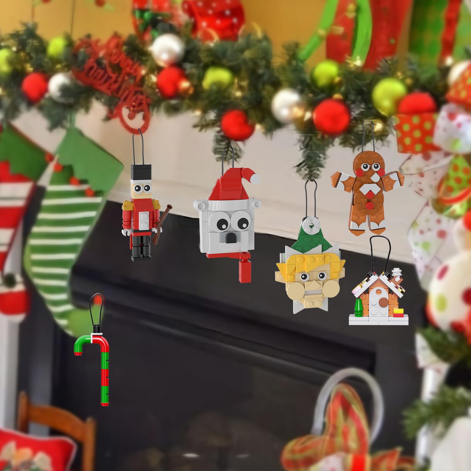 Christmas Tree Ornaments Building Bricks Kit, 14-in-1 Decorative Hanging Ornaments Building Toys Santa, Snowman, Gingerbread - Image 4