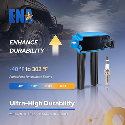 Miniatura 3 de ENA Juego de 8 bobinas de encendido azul con 16 bujías de iridio compatibles con Ram Dodge Jeep 300 Aspen Challenger Charger Durango Commander 1500