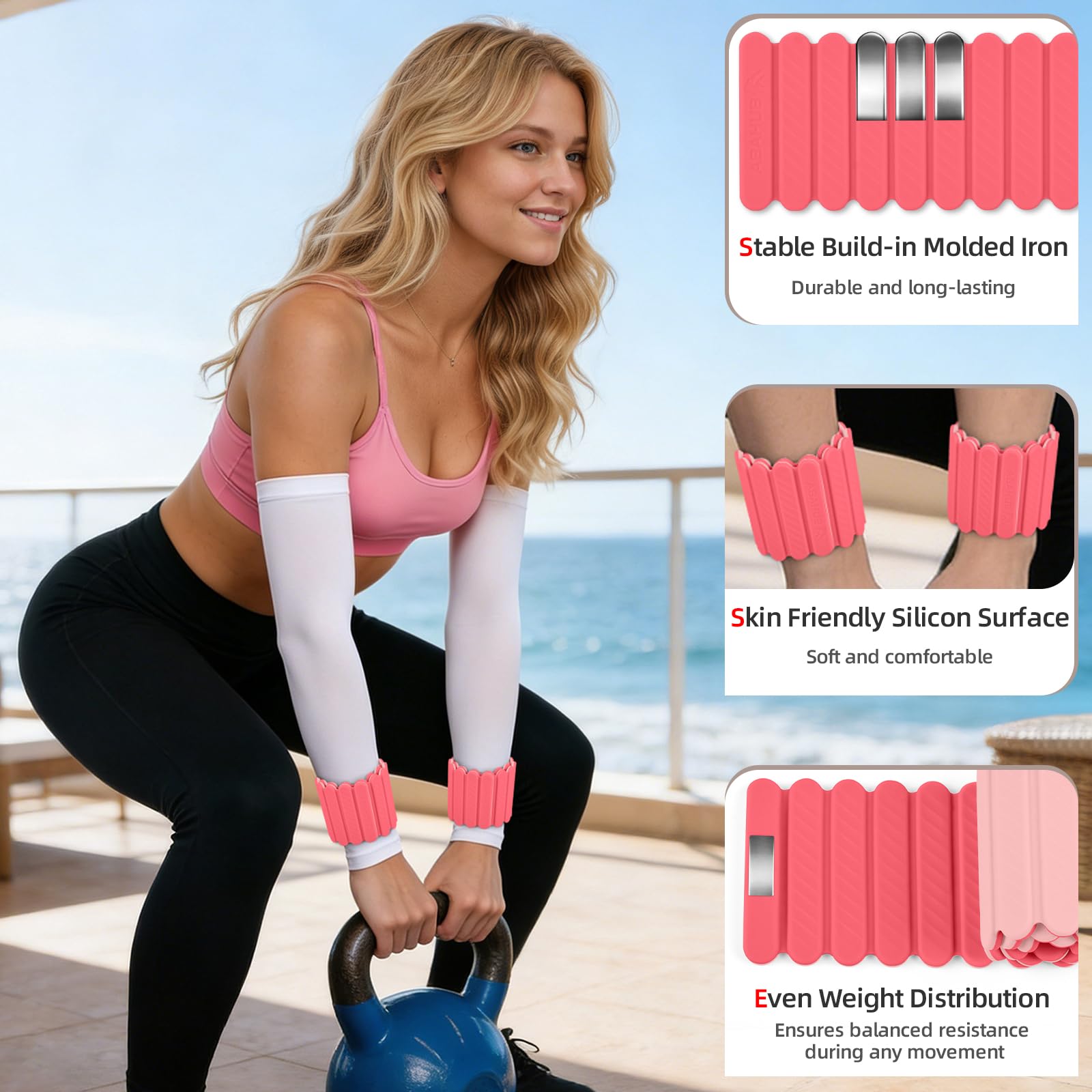 Abahub Magnetische Gewichte Hand Fuß Wrist Ankle Weights Handgelenk Gewichte für Beine und Arme Set2er verstellbar für das Heimtraining, Laufen, Yoga Pilates (1kg / 2kg)