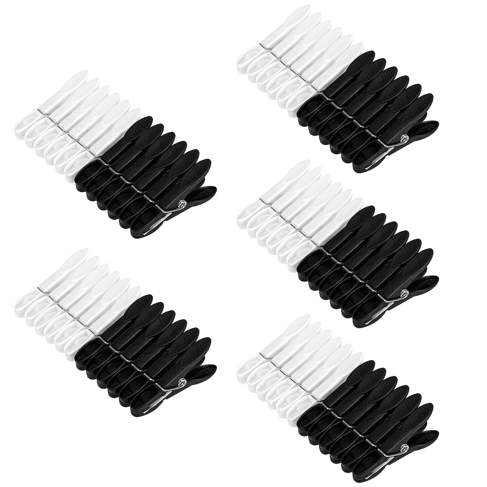 Collazoey 60 Piezas Pinzas para Ropa Antideslizantes,Negras/Blancas Pinzas de plastico, Fuerte Pinzas de Ropa,No Deja Marcas,para Tendedero o Tendedero, Toalla, Ropa, Calcetines