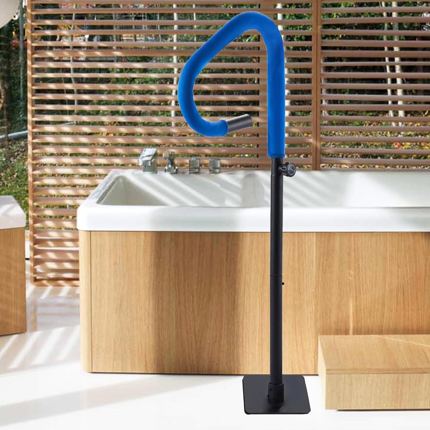 Hot Tub Handrail 57''H Spa Safety Pivots 360 to Accommodate Entering and Exiting The /600LBS Capacity /Slide-Under Base