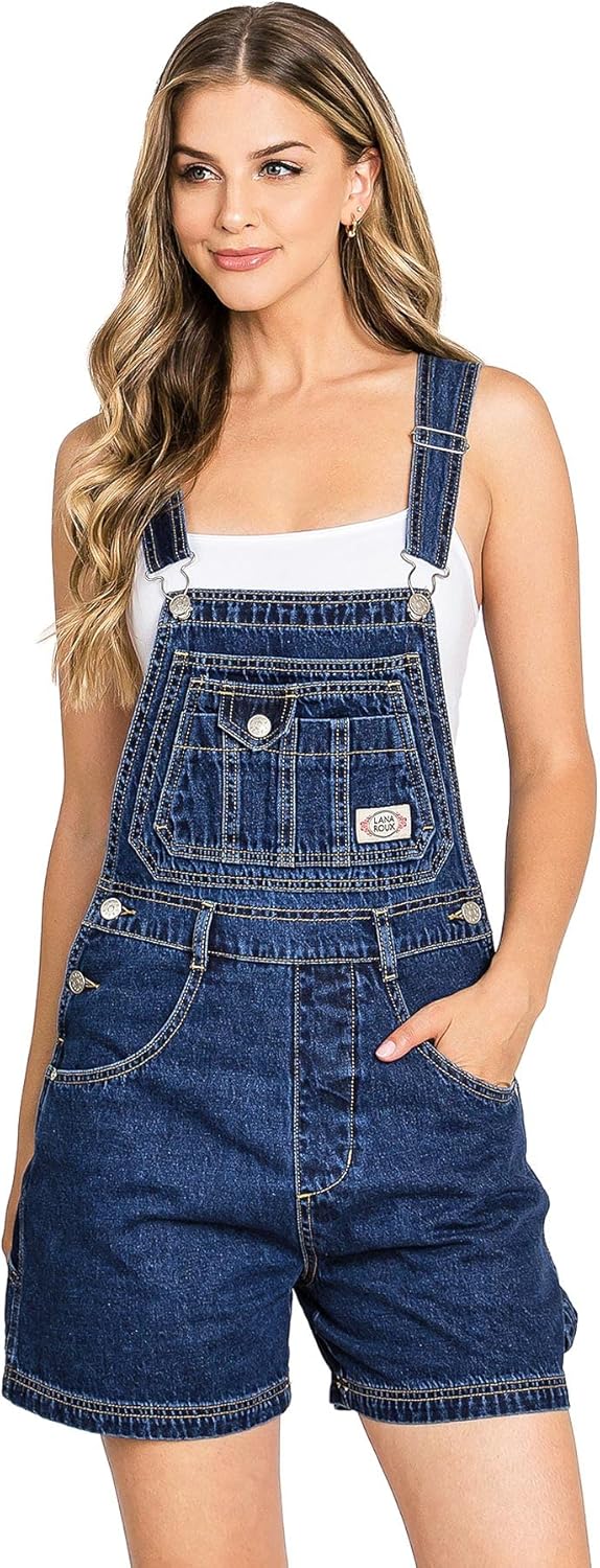 90s Retro Revolt Utility Denim Twill Romper Short Overalls - Image 4