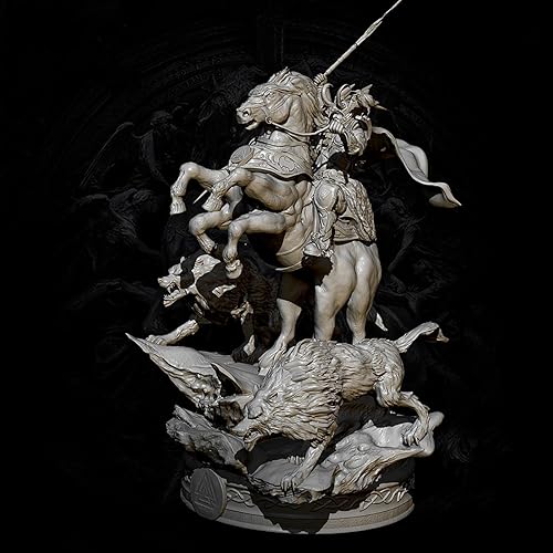 Splindg 118 3.543in Antiguo Caballo Guerra Dios Resina Soldado Modelo Sin Pintar Sin Ensamblar Modelo KitV19584