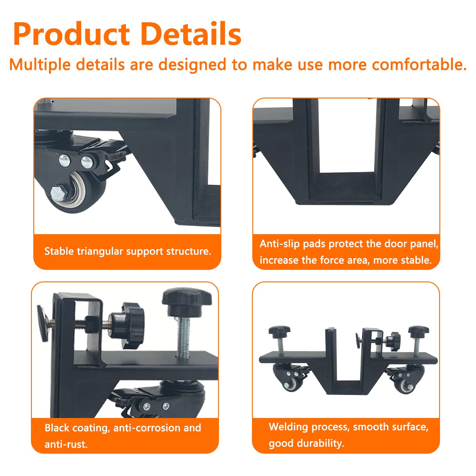 2 pannelli per carrelli sollevatori, resistenti e regolabili con ruote, strumenti di installazione per porte pesanti per il trasporto di pannelli da 2,5-4,5 cm