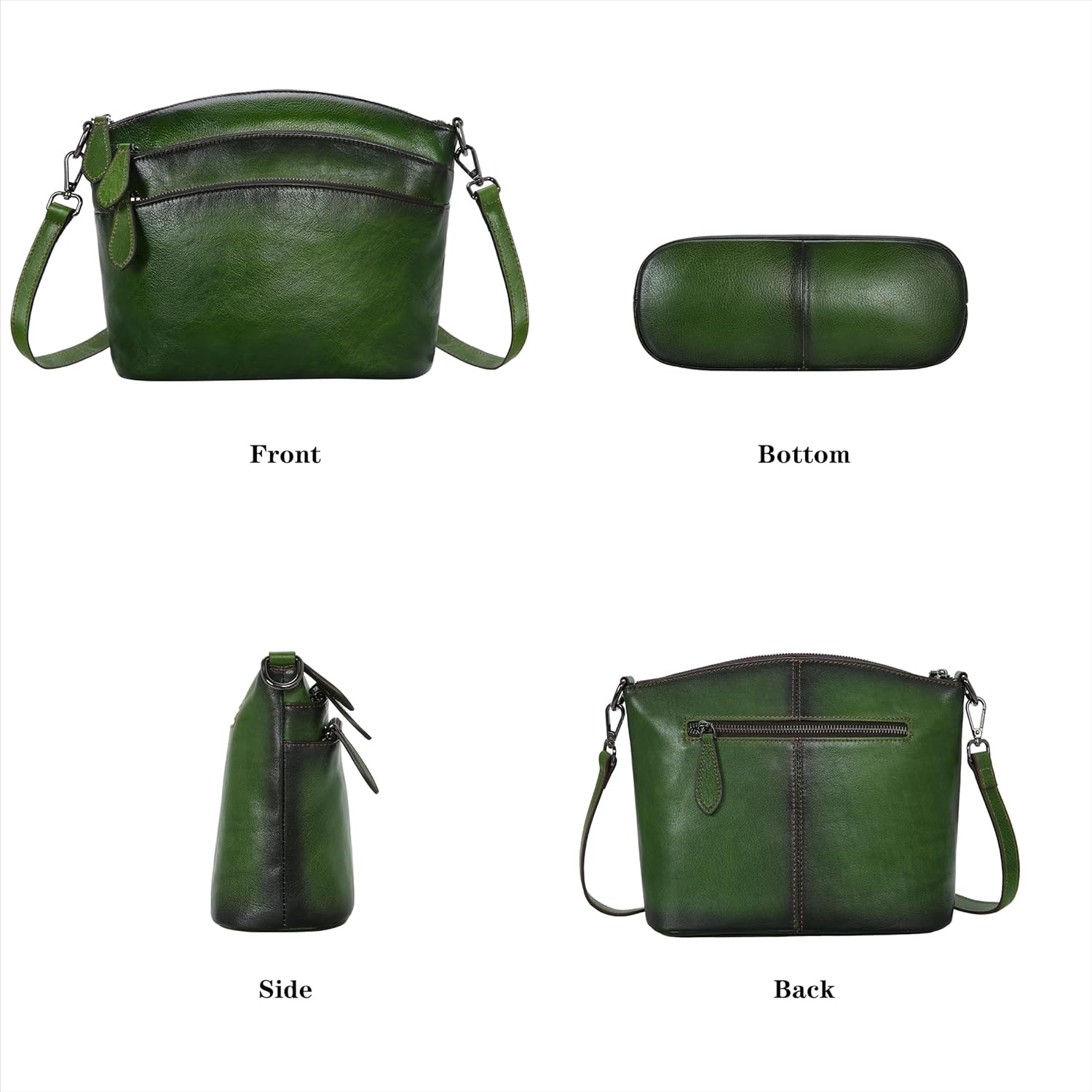 HESHE Crossbody Bags for Women Genuine Leather Purses with Multi-Pockets Vintage Ladies Small Shoulder Satchel Bag - Image 5