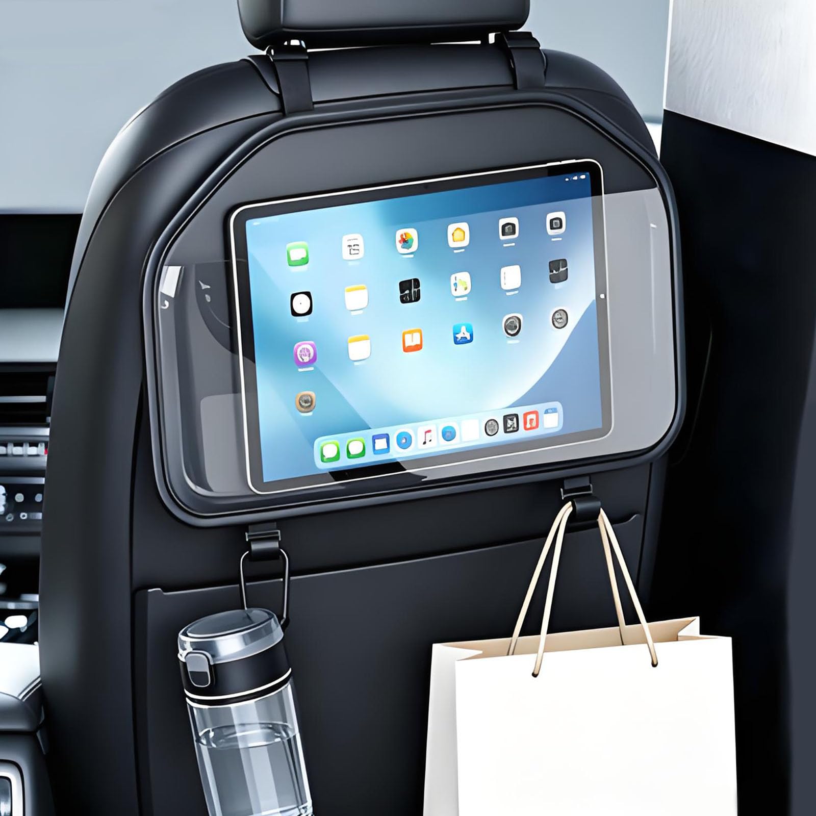 MEILIANQIPEI 1 Pcs Car Backseat Organiser for Alpine A290 2025 2026, Tablet Holder with Clear Window, Premium Auto Accessories Backrest Bag, Black