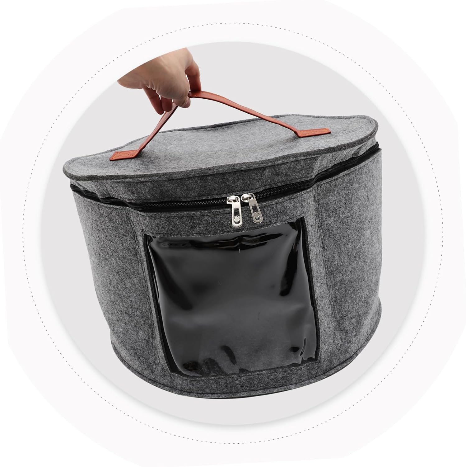 SOLUSTRE Portable Felt Storage Box Window Versatile Organizer for Hats Socks Ties and More Design Grey for Closet and Room Organization