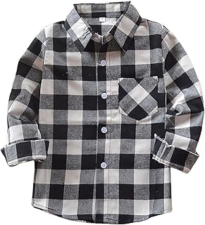 Camisa de manga larga para niñas y niños, camisa de búfalo a cuadros con botones, blusa casual linda, abrigos de invierno para adolescentes, niñas, niños, niñas, abrigo para exteriores