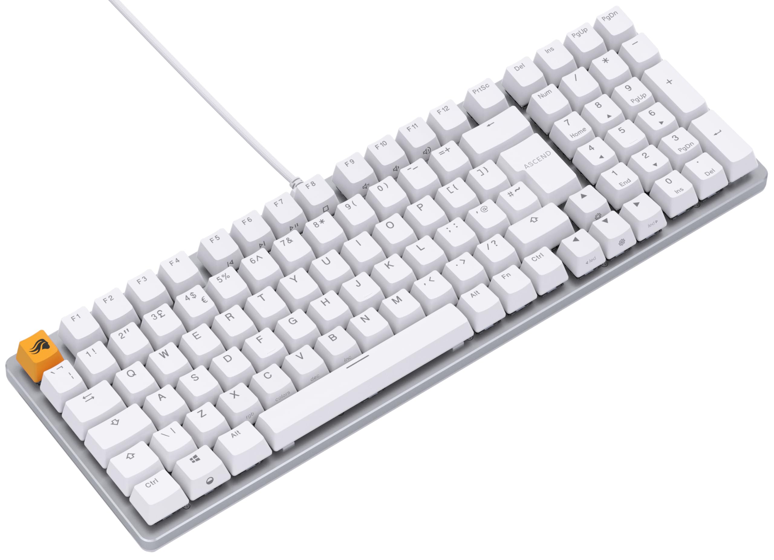 GLORIOUS Gaming GMMK 2 Full Size (96%) - Tastiera da gaming meccanica, struttura in alluminio, personalizzabile, tasti a doppia iniezione, Fox Switches, RGB, layout QWERTY inglese - Bianco