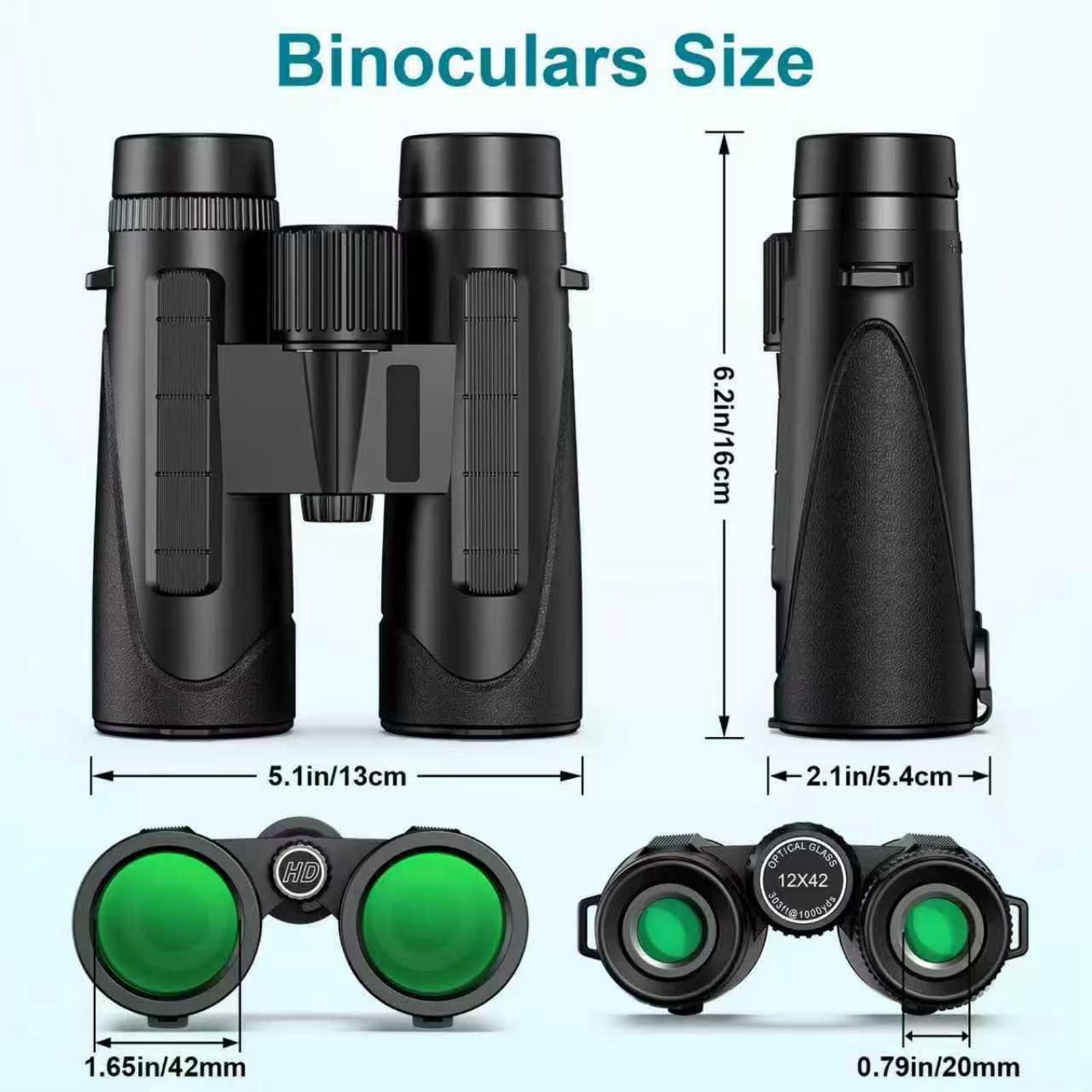 Binocolo 12 x 50, Binocolo Professionale per Adulti, Prismi BaK4 e Lente FMC, Binocoli potenti, per Bird Watching, Arrampicata, Viaggi, Giochi, Concerti