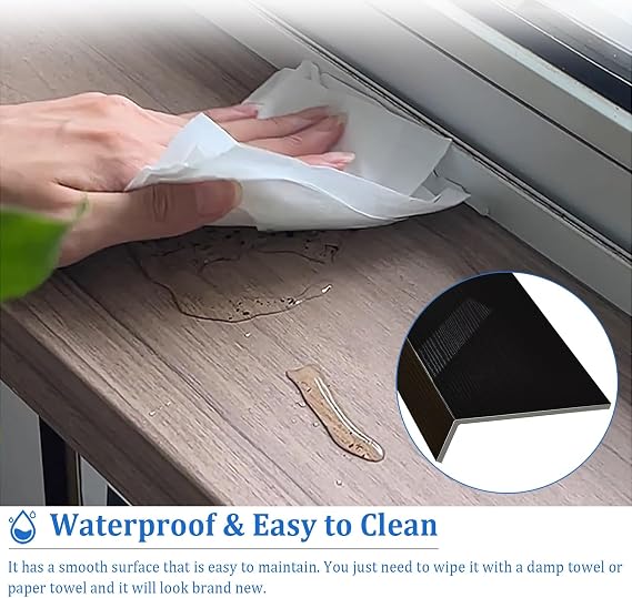 Window Sill Cover Balcony Window Sills Protector Black Texture Finish, Window Sill Replacement Cover for Windowsill Remodel, Waterproof Window Cill Countertop(90cm x 25cm (35 3/8 x 9 7/8))
