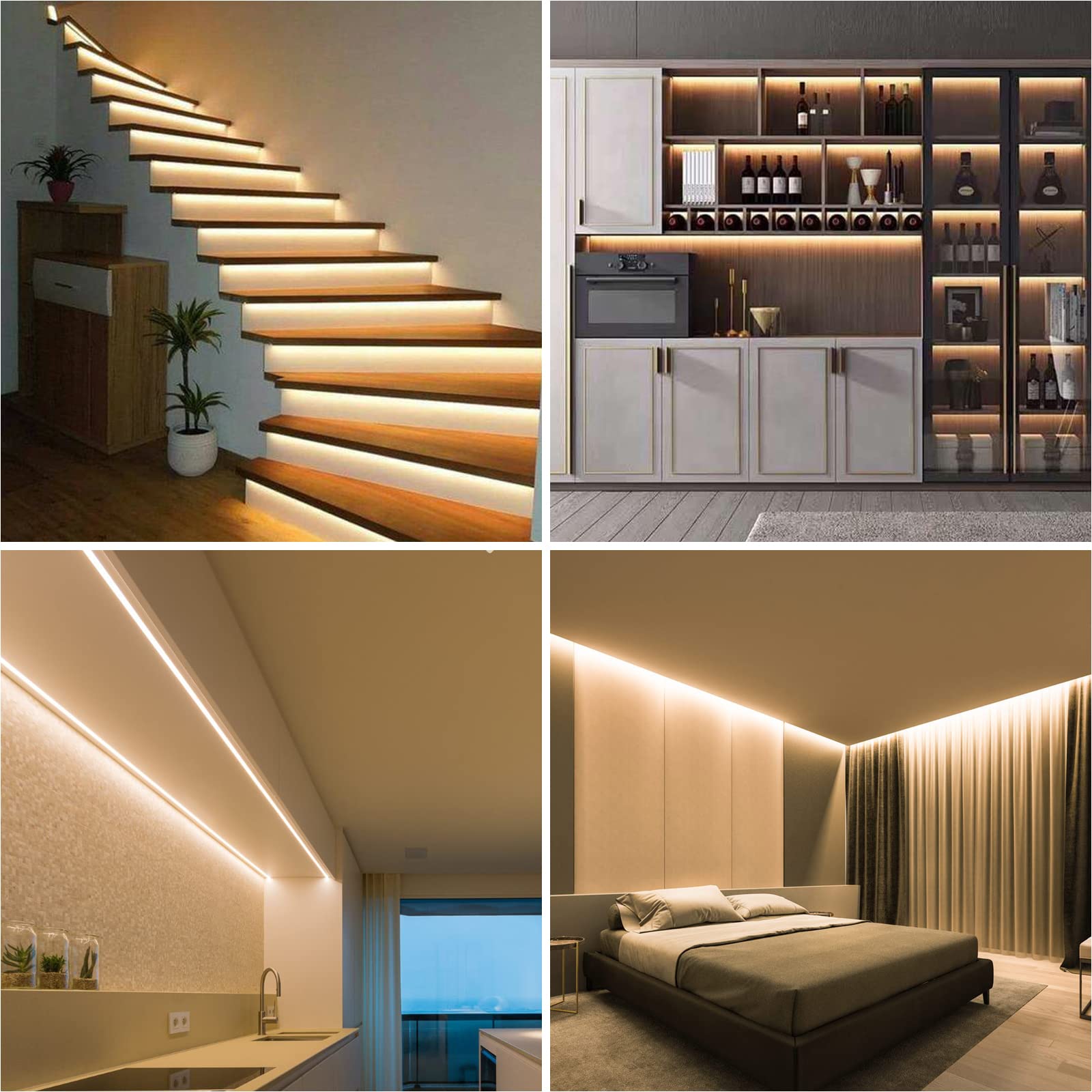LLTOP Striscia LED COB bianco caldo 3000 K, DC 24 V, 5 m di altezza CRI 92 Ra+, nastro LED flessibile, per fai da te, tagliabile, per camera da letto, cucina, mensola armadio (fontana di