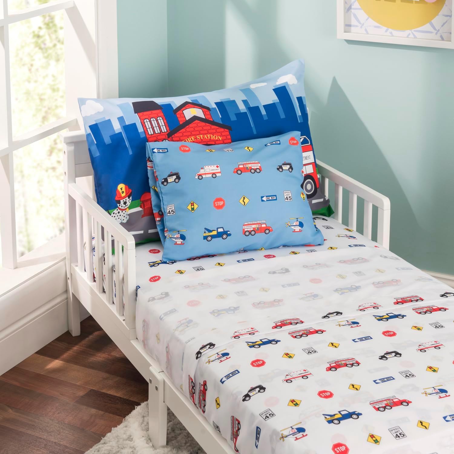 2-Pack Toddler Travel Pillowcases -100% Soft Microfiber, Breathable and Hypoallergenic - 14" by 20" Kids Pillowcases fits Pillows 14x19, 13x18 or 12x16, Fire, Police and Rescue