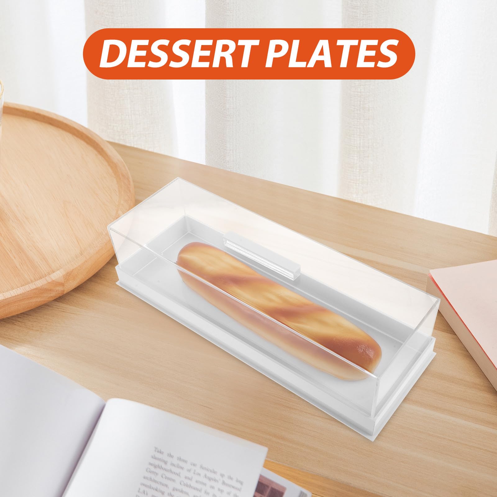 Soporte para Pasteles de Acrílico Blanco con Tapa Removible y Diseño Rectangular Moderno, Fácil de Limpiar para Panadería y Reuniones en Casa