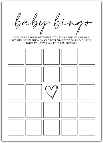 ZIIUFRN Juegos de baby shower (5 x 7 pulgadas), 30 juegos modernos de bingo de bebé en blanco y negro tarjetas de juego de regalo, suministros de