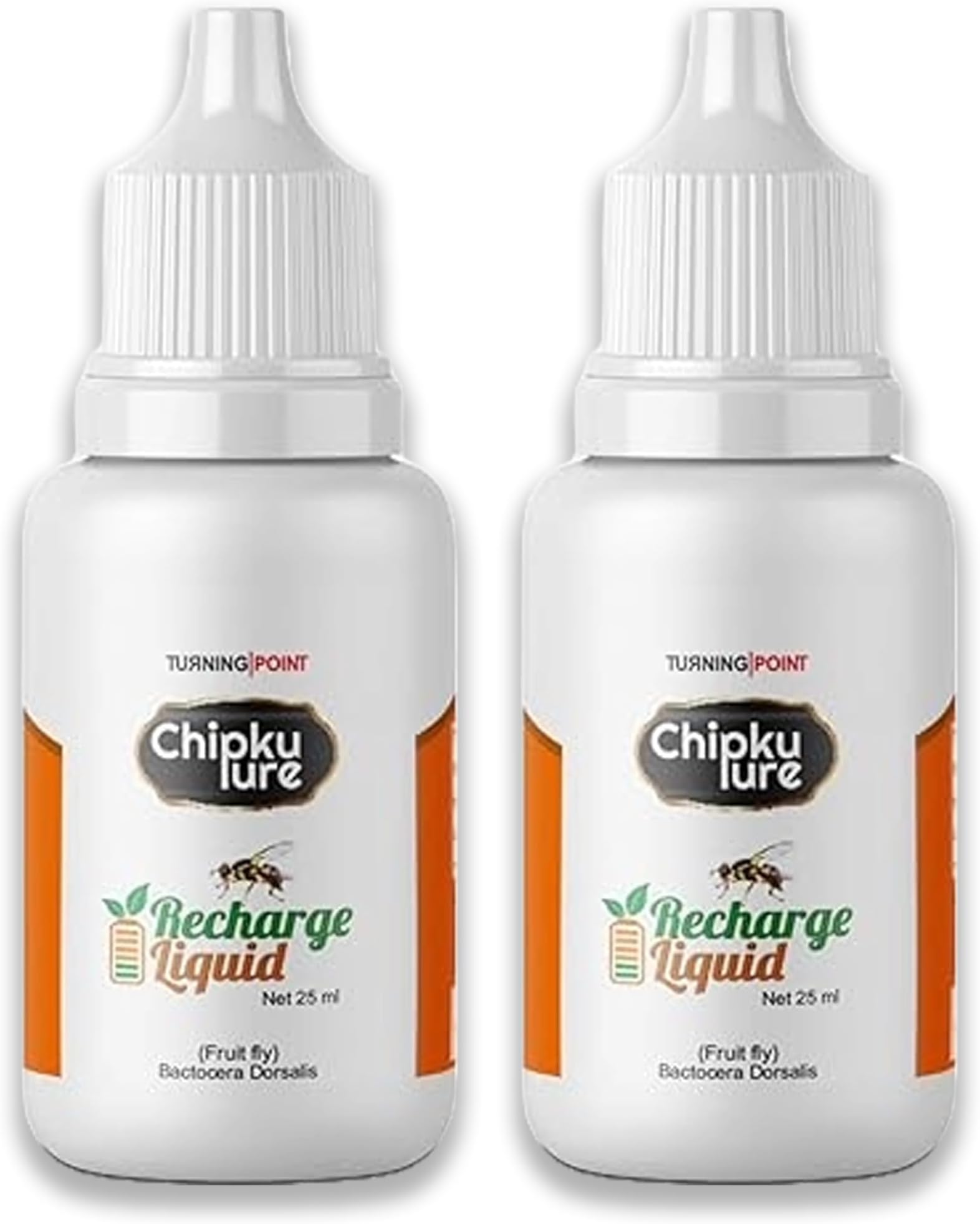 Chipku - Fruit Fly Bactocera Dorsalis attractant Recharge Liquid Methyl Eugenol, Long Lasting 100% Organic, Easy to Use for Mango, Papaya, Spota, Guava, Pomegranate, Sweet Fruit- 25 ml (Pack of 2)