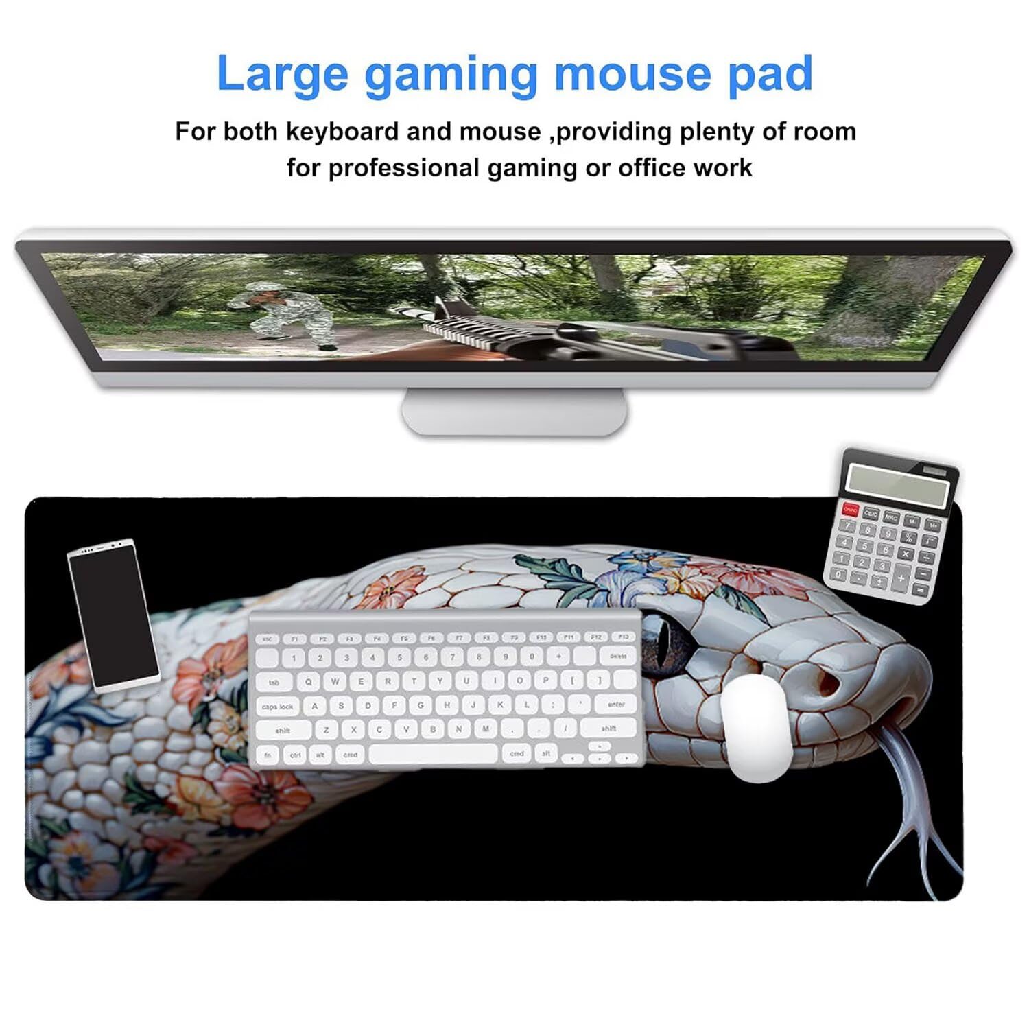 Podkładka pod mysz do gier, 1600 x 800 mm, XXL, duża gamingowa podkładka pod mysz, wodoodporna podkładka pod mysz, długa podkładka na biurko z przeszytymi krawędziami, mata na biurko z gumową podstawą