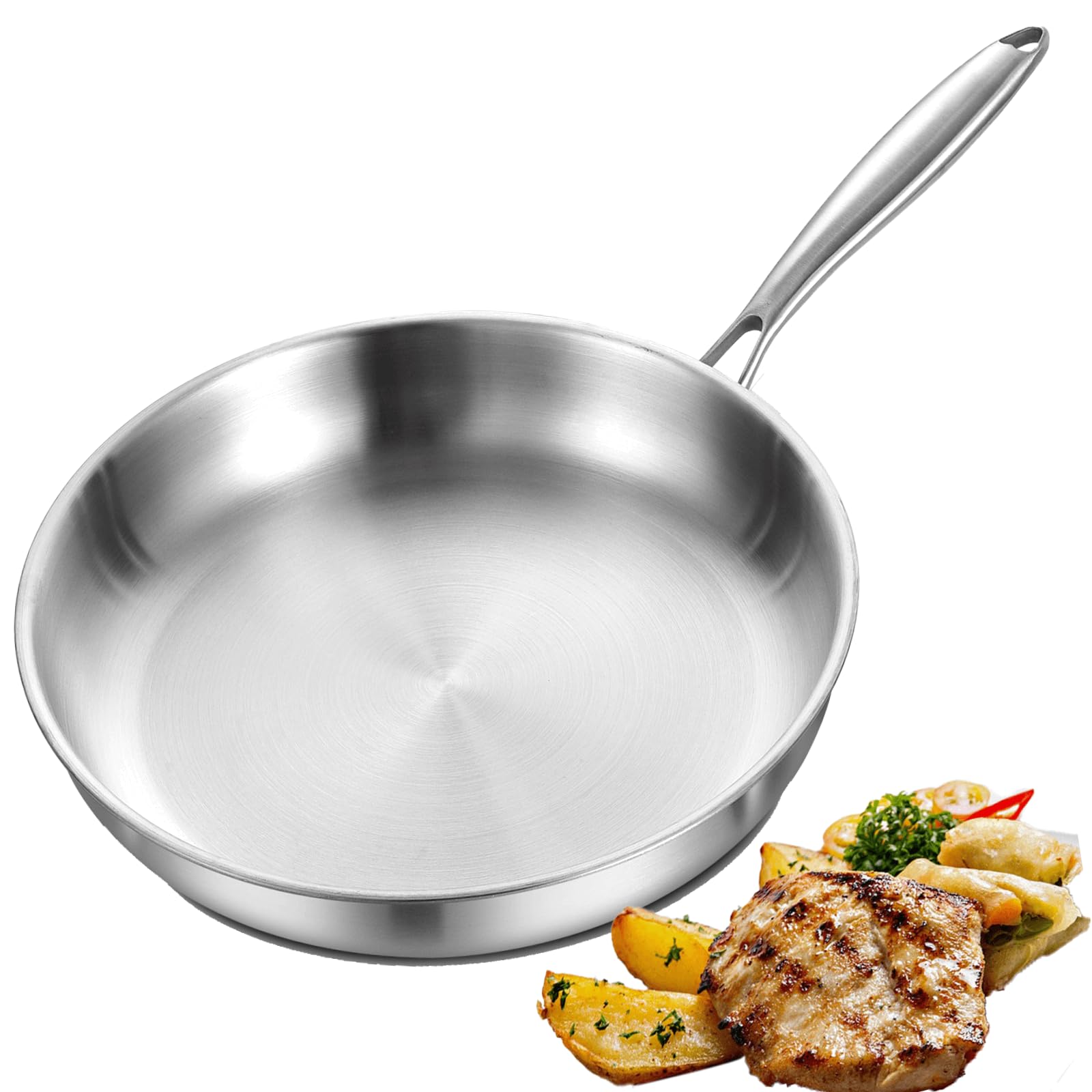 Nontoxicook 28cm Tri-Ply Stainless Steel Frying Pan