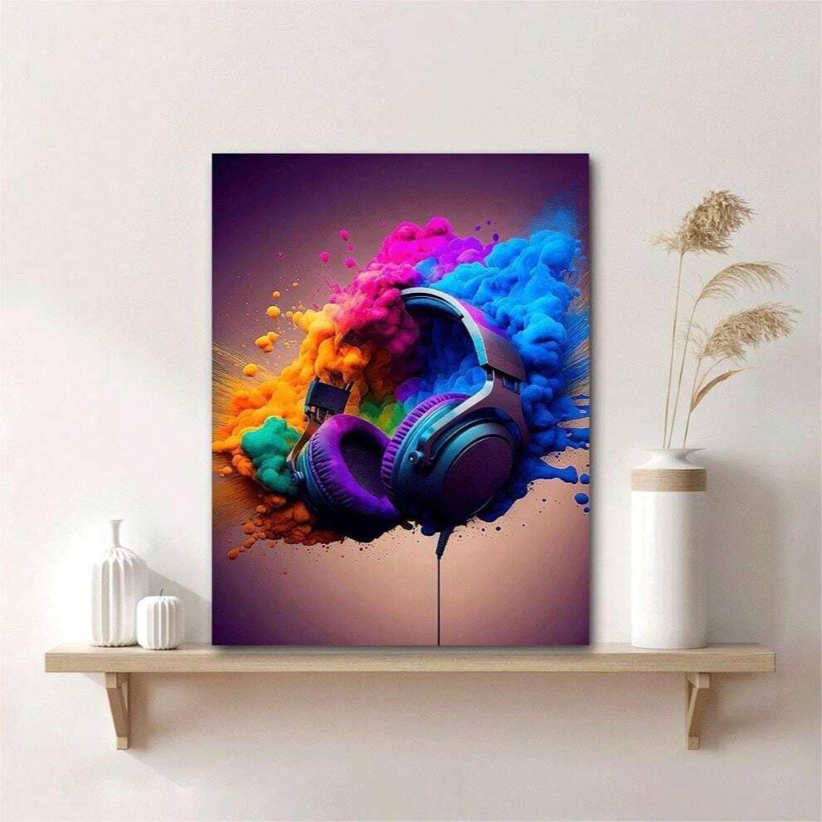 XBTYKPB Póster de lienzo con diseño de videojuegos, diseño de auriculares, decoración de pared, mural de control de juegos, pintura para sala de juegos, 60 x 90 cm, sin marco