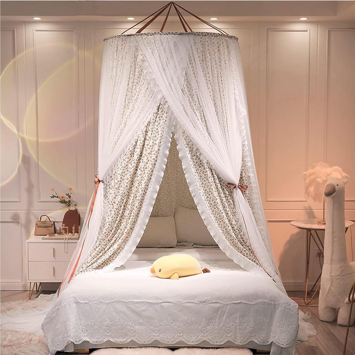 Moustiquaire de lit fille ciel de lit rose 2m pour décoration chambre pépinière