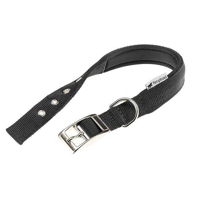Ferplast Collar para Perro, tamaño Mediano-Grande, de Nailon Acolchado, con Hebilla metálica Ajustable