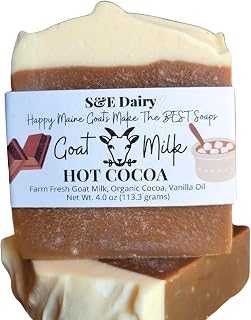 Natural Goat Milk Soap- Farm Fresh Milk- Natural Colors - Essential Oils 4 oz bar- Artisan- Organic-Gentle- Moisturizing- Sensitive Dry Skin- Handmade (Hot Cocoa)