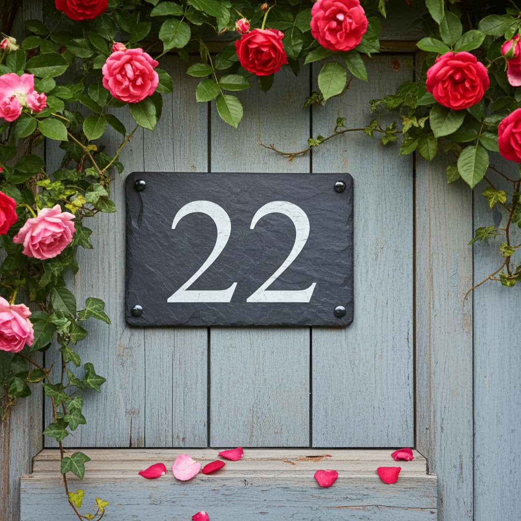 1St 4 Signs Dark Grey Slate, With Light Grey Laser Engraved Lettering. House Number Door Name Plaque 18Cm X 12Cm. Personalised Grey Slate Plaques For Wall Or Gate Outside Your Homes Address. Add Any Custom Laser Engraved Numbers Or Names To Your Home Sign Plate