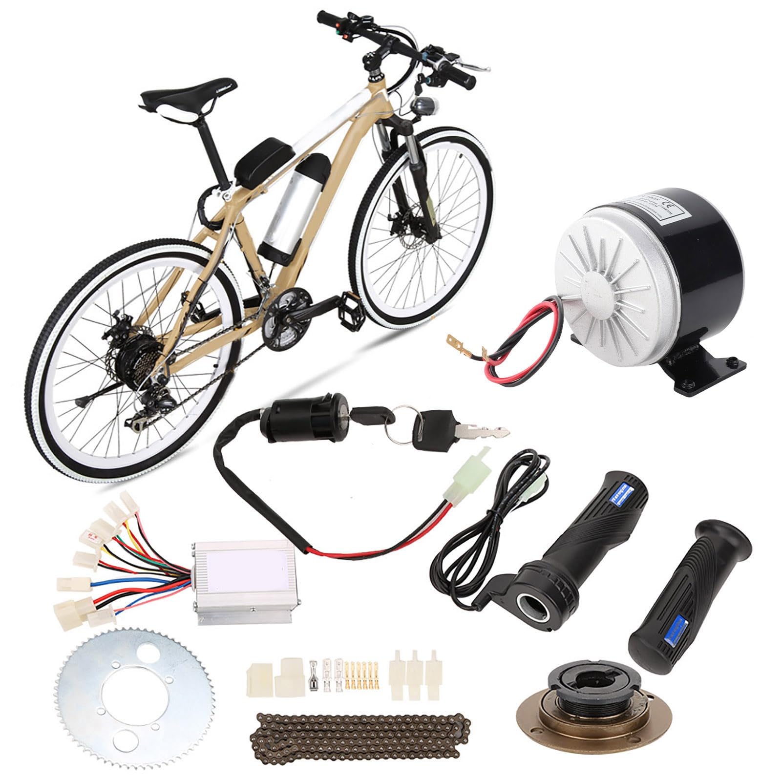 POENVFPO Electric Bike Brush Controller Set, 24V 250W Controller and Throttle Grip Bicycle E-Bike Conversion High Speed Kit for Driving (9pcs)